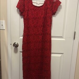 Elegant Red Lace Dress